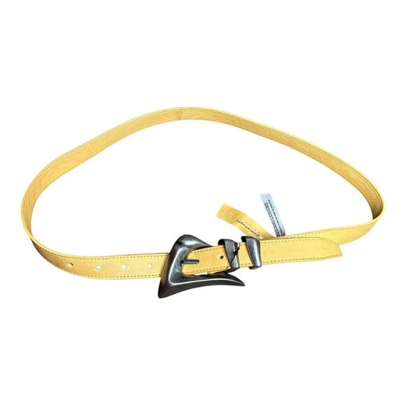 Free People Yellow Leather Belt Silver Buckle Double Loops S/M main image 5